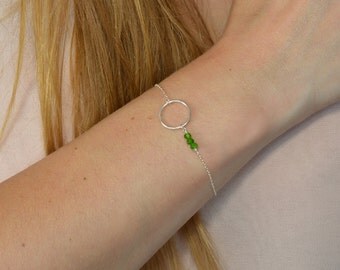 Tsavorite Garnet green and round bracelet 925 Silver