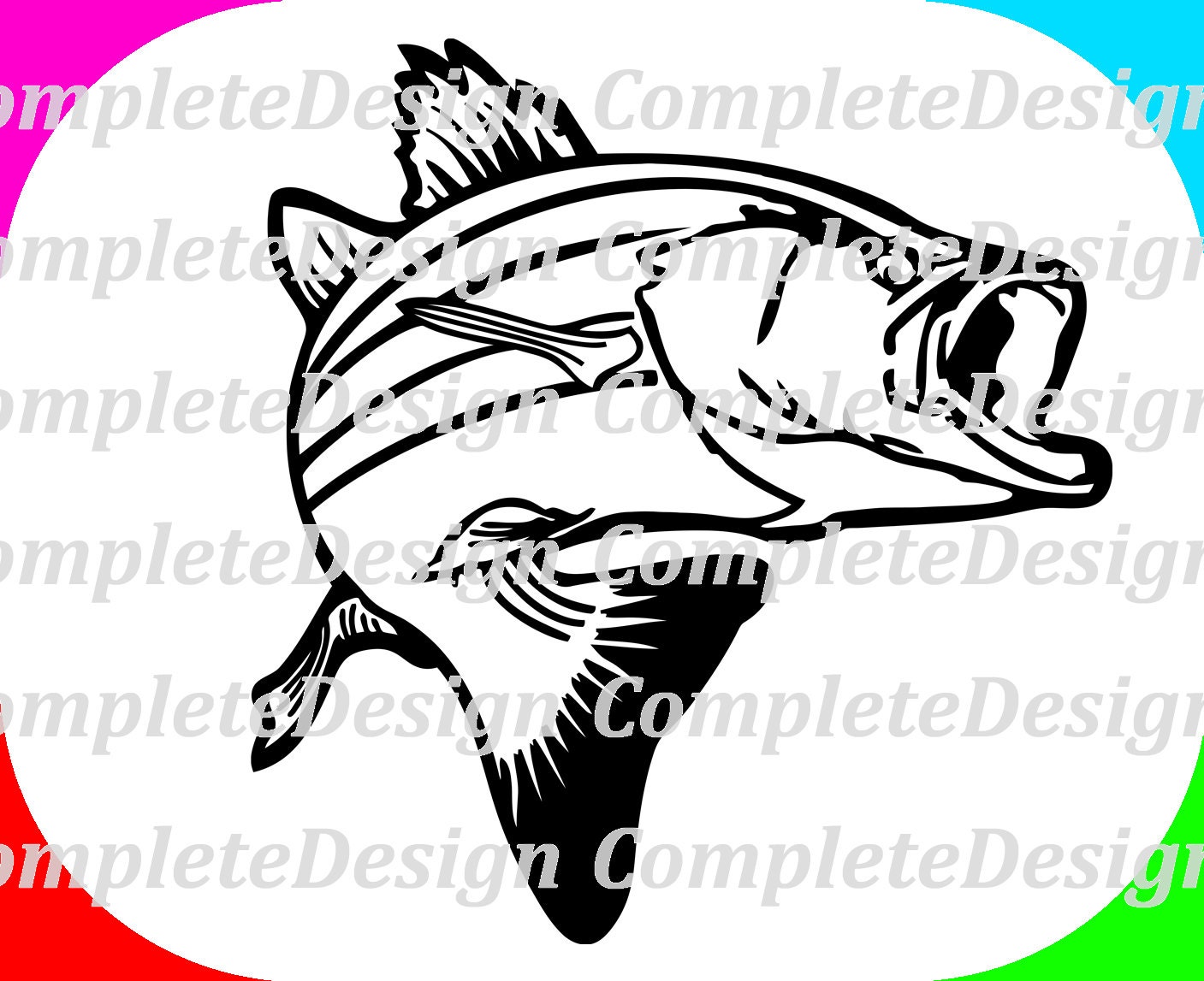 Striped Bass Print Cut Files svg png dxf Instant Downloads