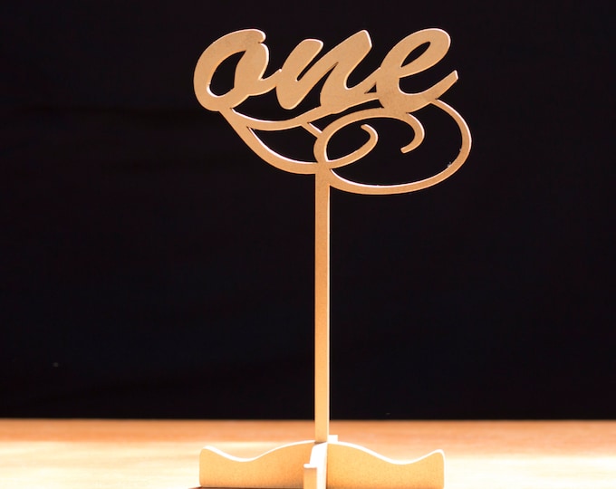 Gold table numbers-Freestanding with base-table number-wedding numbers-wedding table numbers