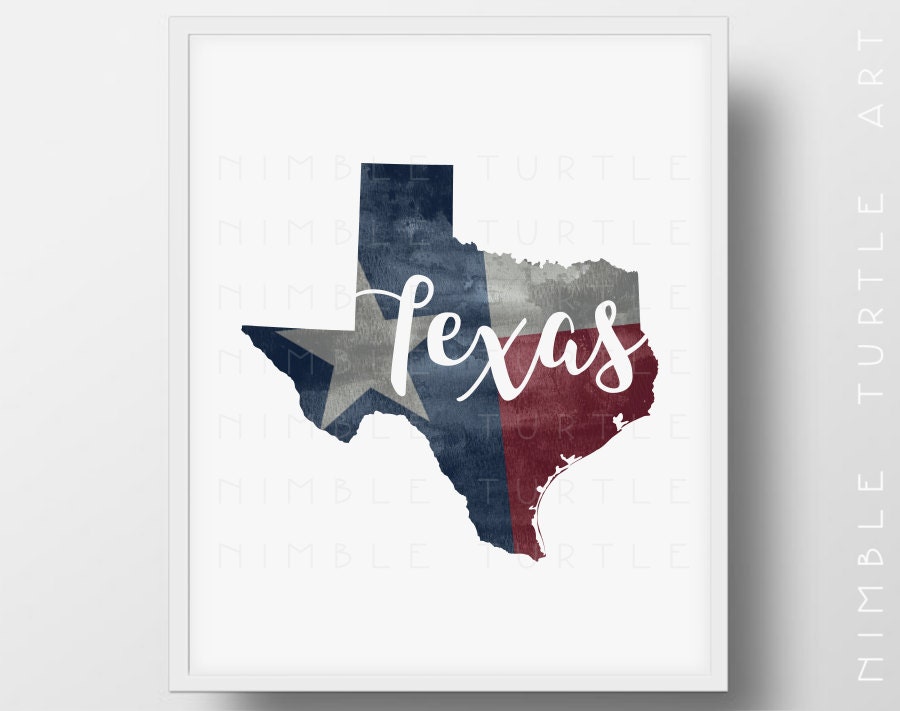 Download Texas State Outline Watercolor with Texas State Flag