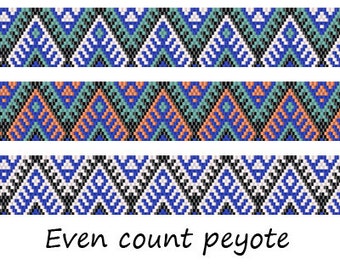 Even count peyote stitch pattern 143 Wide peyote bracelet