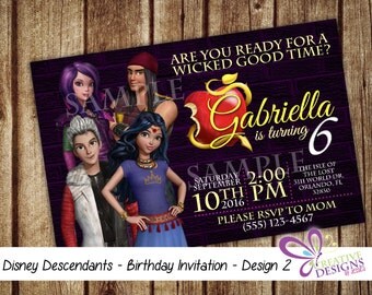Disney Descendants Birthday Invitation-Personalized-Digital Printable File