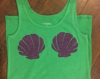 Mermaid iron on, mermaid shell iron on, iron on shells