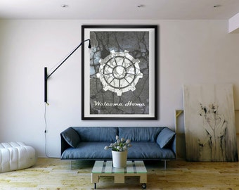 Fallout inspired welcome home, vault door, print, poster, wall art, neutral