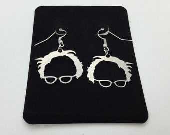 Bernie Sanders Brass Copper Earrings, Silver Fish Hook Earrings, Political earrings , Bernie Sanders Pendant, Bernie Sanders Jewelry, DONATE