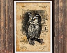 Unique owl poster related items | Etsy