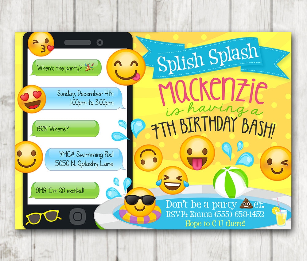 Emoji Pool Party Invitations 5