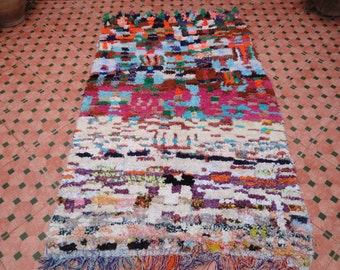boucherouite rug 6"x3" ft vintage moroccan berber