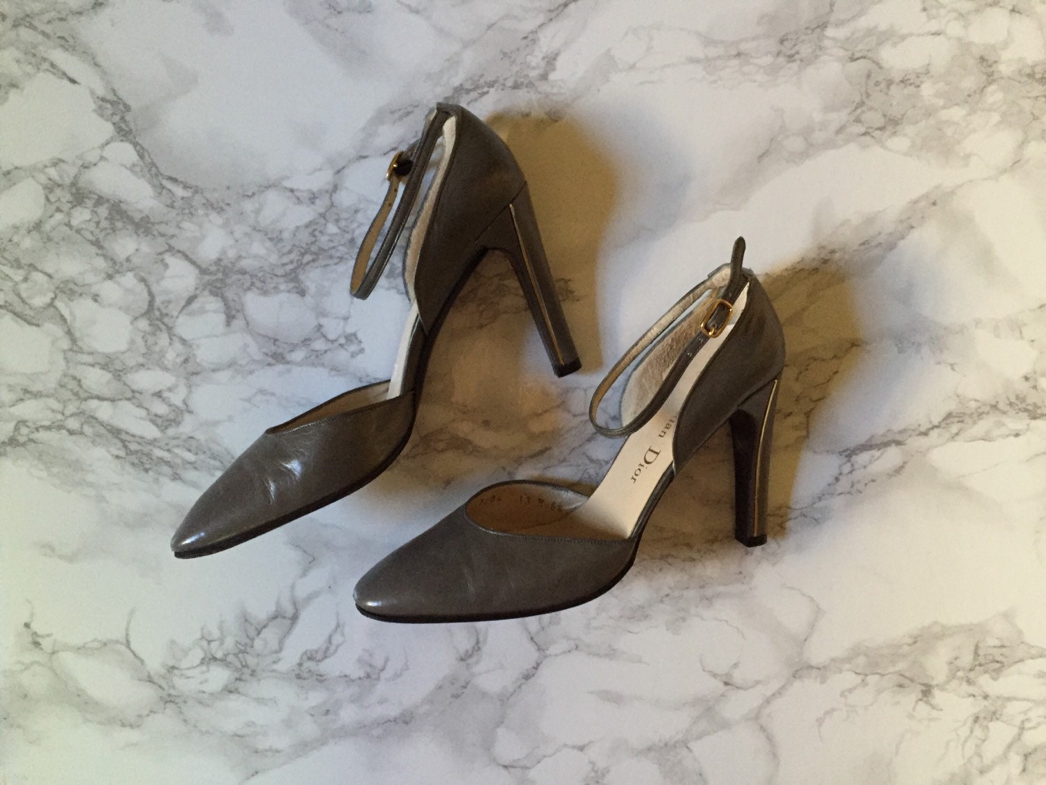 1970s Christian Dior high heels slate grey by minminvintage
