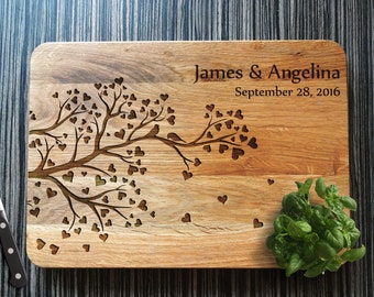 Personalized Cutting Board, Wedding Gift Tree Cutting Board, Anniversary Gift, Valentines Day, Bridal Shower Gift, Gift for couple
