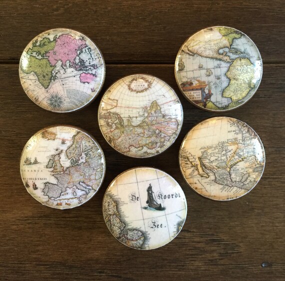 1.5 inch old world maps knobs drawer pulls brown