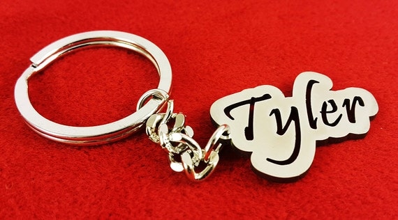 Personalized Inside Box Hollow Cut Single Named  Metal Key chain