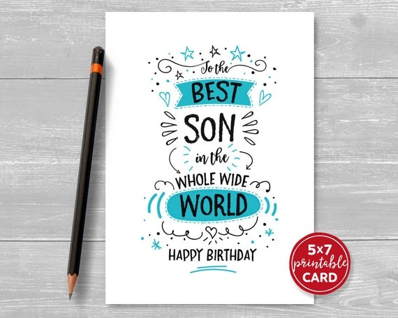 printable birthday card for son to the best son in the whole