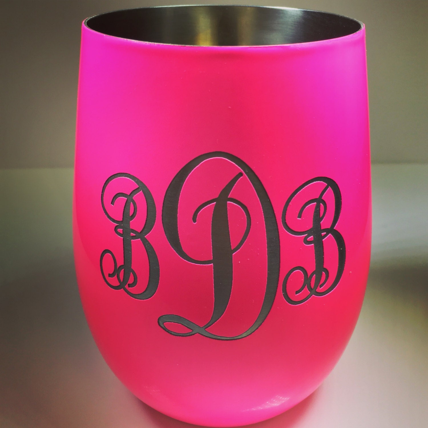 Powder Coated Stainless Steel Wine Glass Stemless With Laser