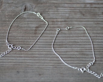 Sterling Silver Charm Bracelet Base, Silver Bracelet Base, Anchor Chain Bracelet Base, S Bracelet Base with Extension, Bracelet Components