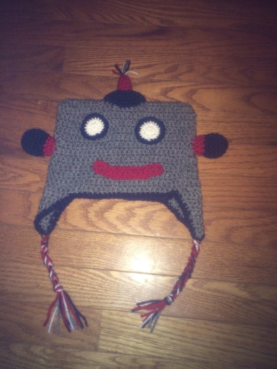FREE SHIPPING Crochet Robot Hat
