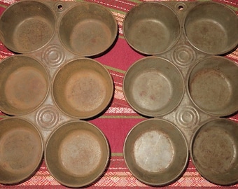 Rustic Muffin Tins Vintage Pair Baking Pans