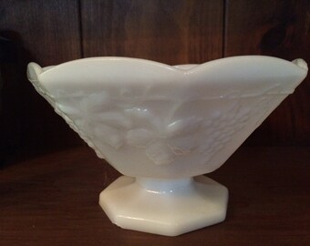 Vintage White milk glass pedestal bowl