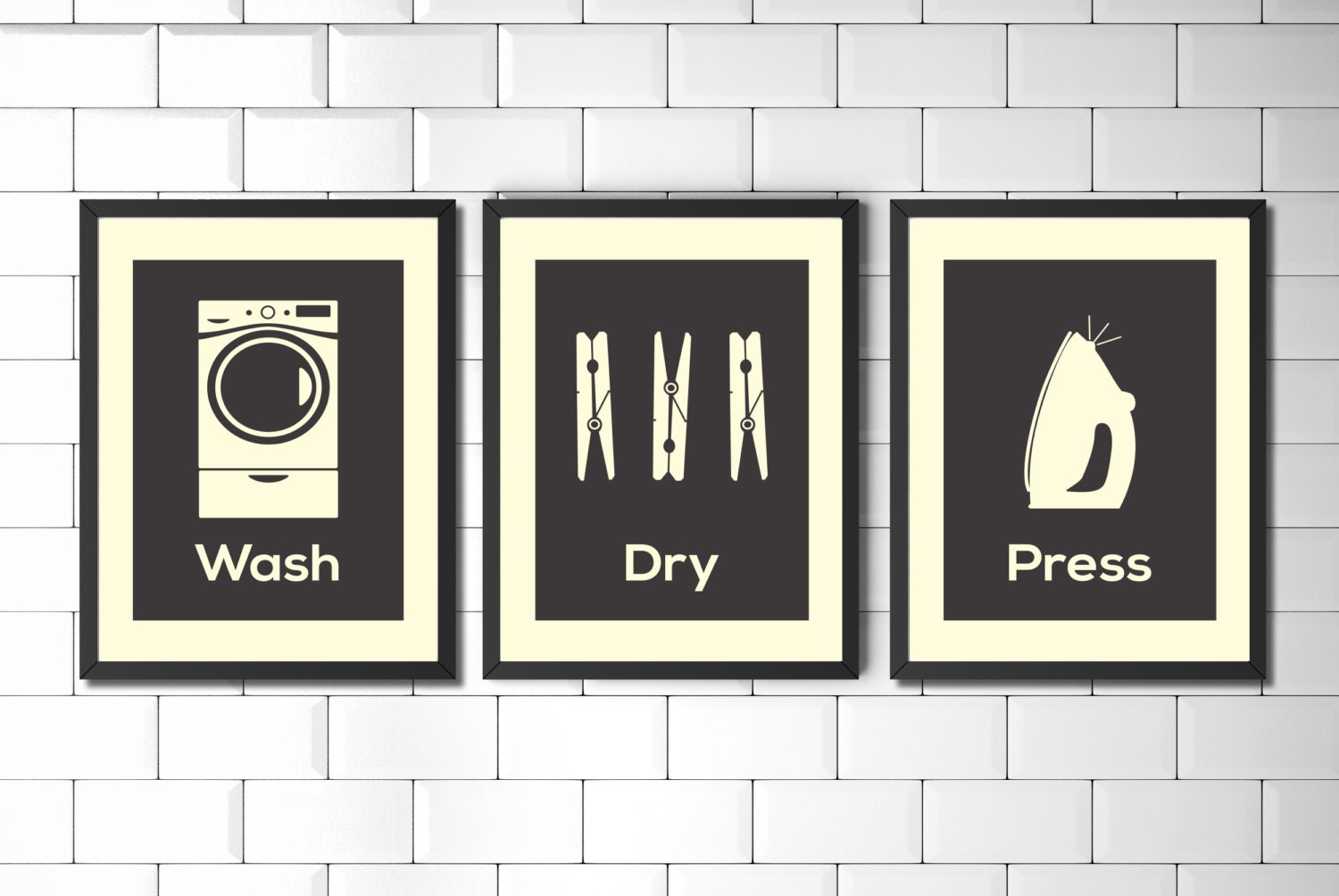 Laundry Room Prints Set Modern Laundry Wall Art Wall Decor