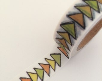 15mm x 10 m washi masking tape - green, yellow, arrow (LTP)