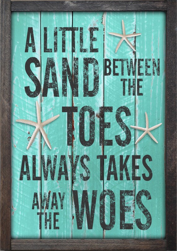 A Little Sand Between The Toes Framed Wood Sign Beach Art