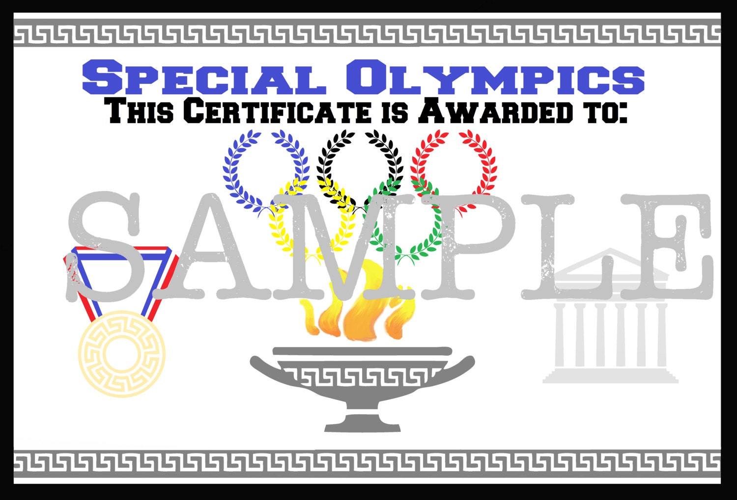 DIGITAL Special Olympics Award Certificate Diy EDITABLE PDF Instant ...
