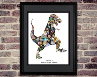 Dinosaur Photo Collage - T-Rex - TRex SVG - Dinosaur SVG - Dinosaur Decor - Dinosaur Nursery Decor - Dinosaur Wall Art - Free Shipping!