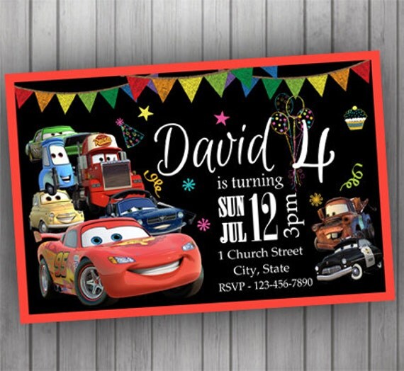 Coches invitación PERSONALIZADA Rayo McQueen Tow M Coches invitación PERSONALIZADA Rayo McQueen Tow M