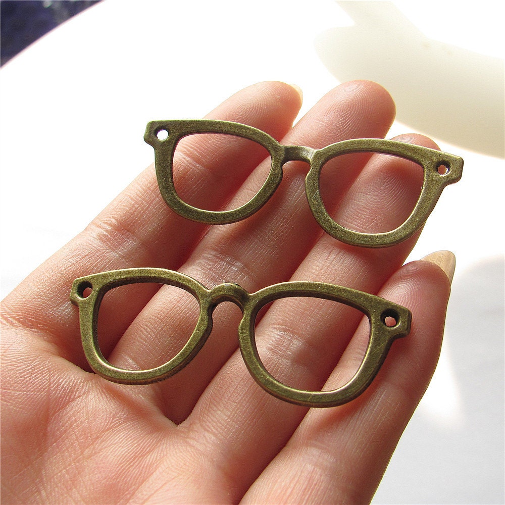 Glasses Frame Charm Link Antique Brass Connector Handmade