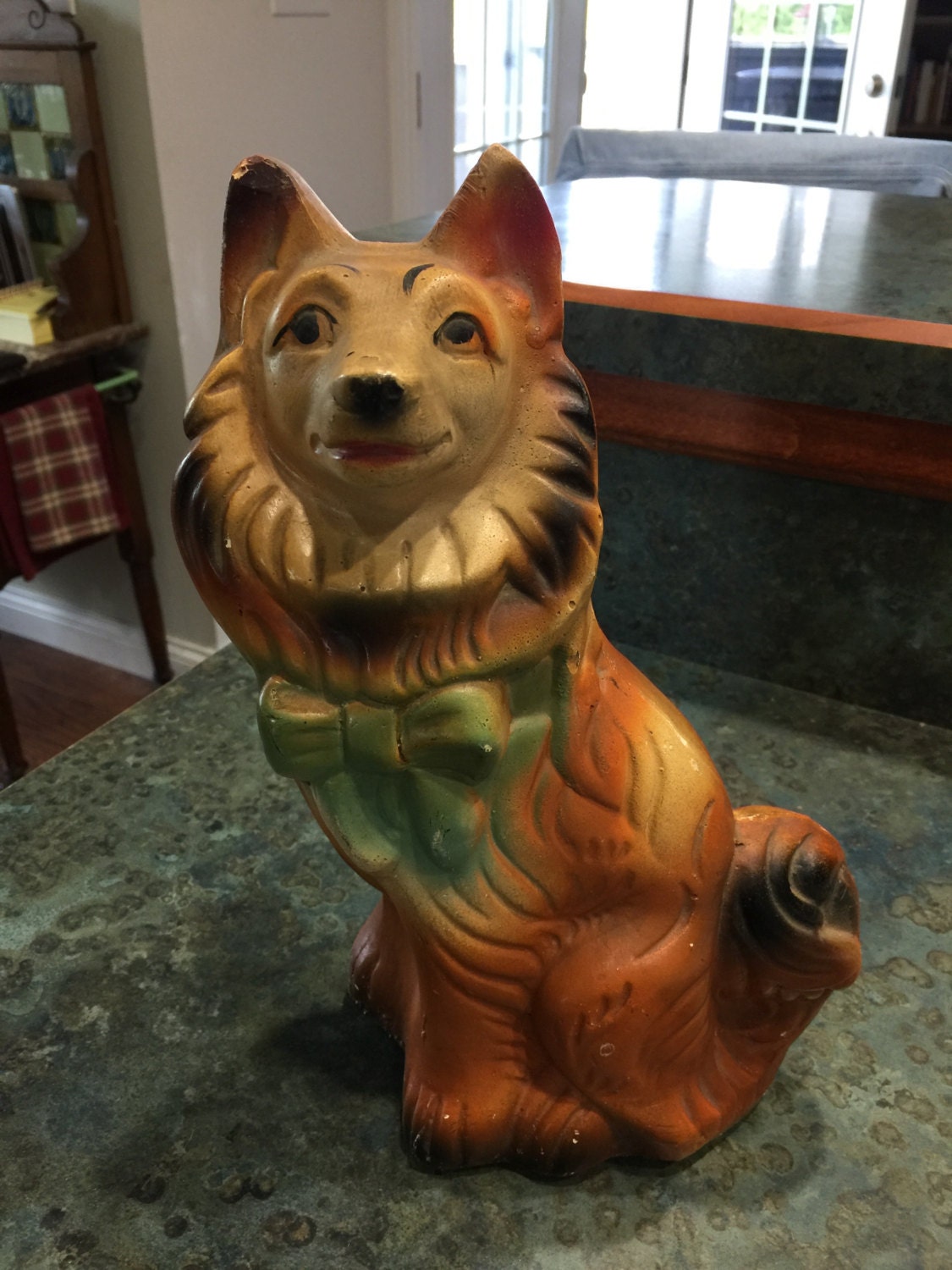 Carnival Chalk Dog Bank 1950 Era Rare Lassie