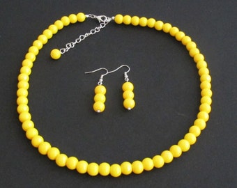 Yellow pearl necklace yellow bead necklace,Wedding Necklace jewelry,bridesmaid necklaceYellow Bead Jewelry Free Shipping In USA