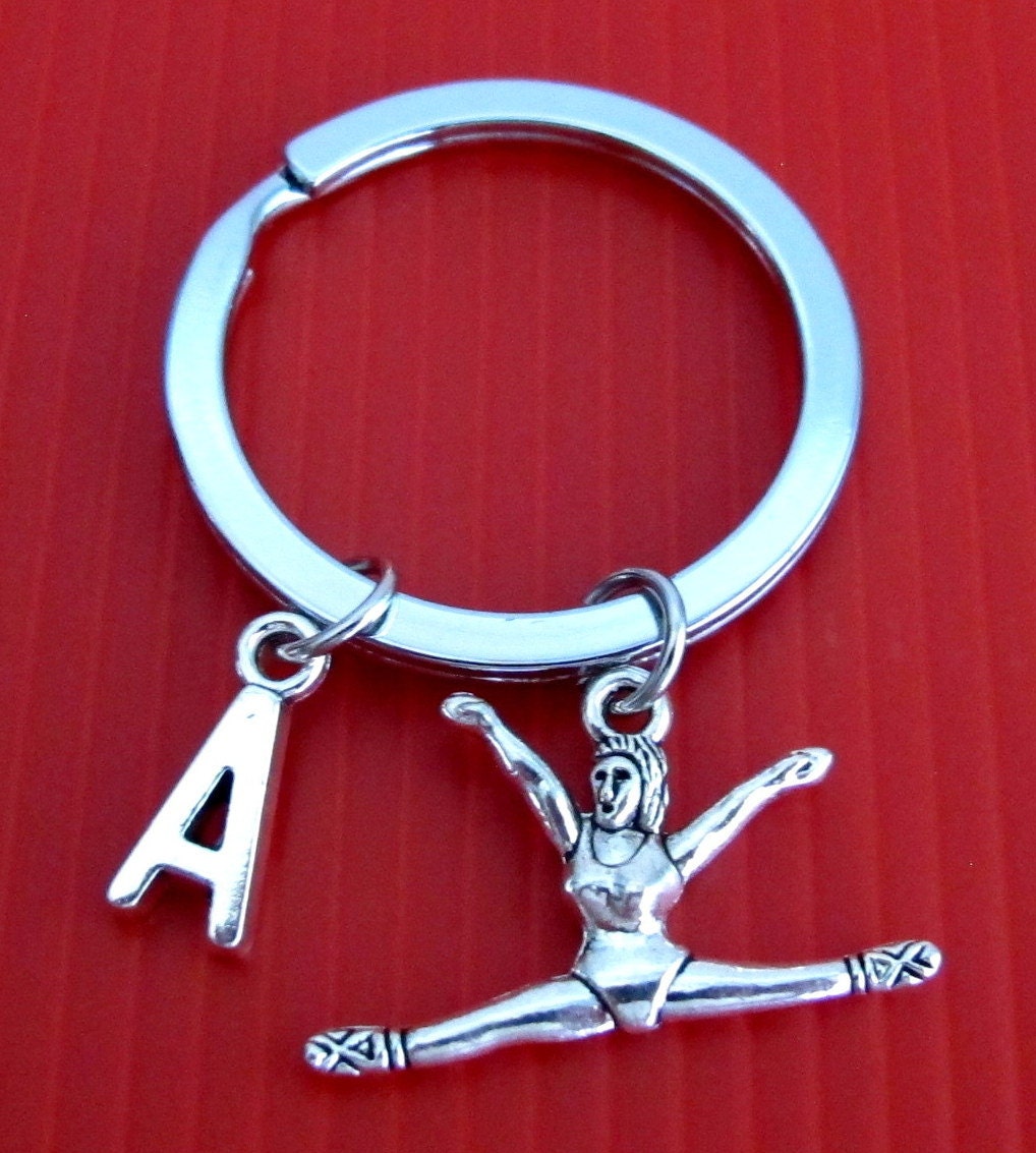 Gymnast Keychain Gymnast Key Ring Exercise Keychain Initial