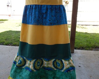 Patchwork Skirt, Tiered Spinner Skirt, Hippie Patchwork skirt, Full Length Skirt, Hippie Patchwork Festival Maxi Skirt, hippie clothes