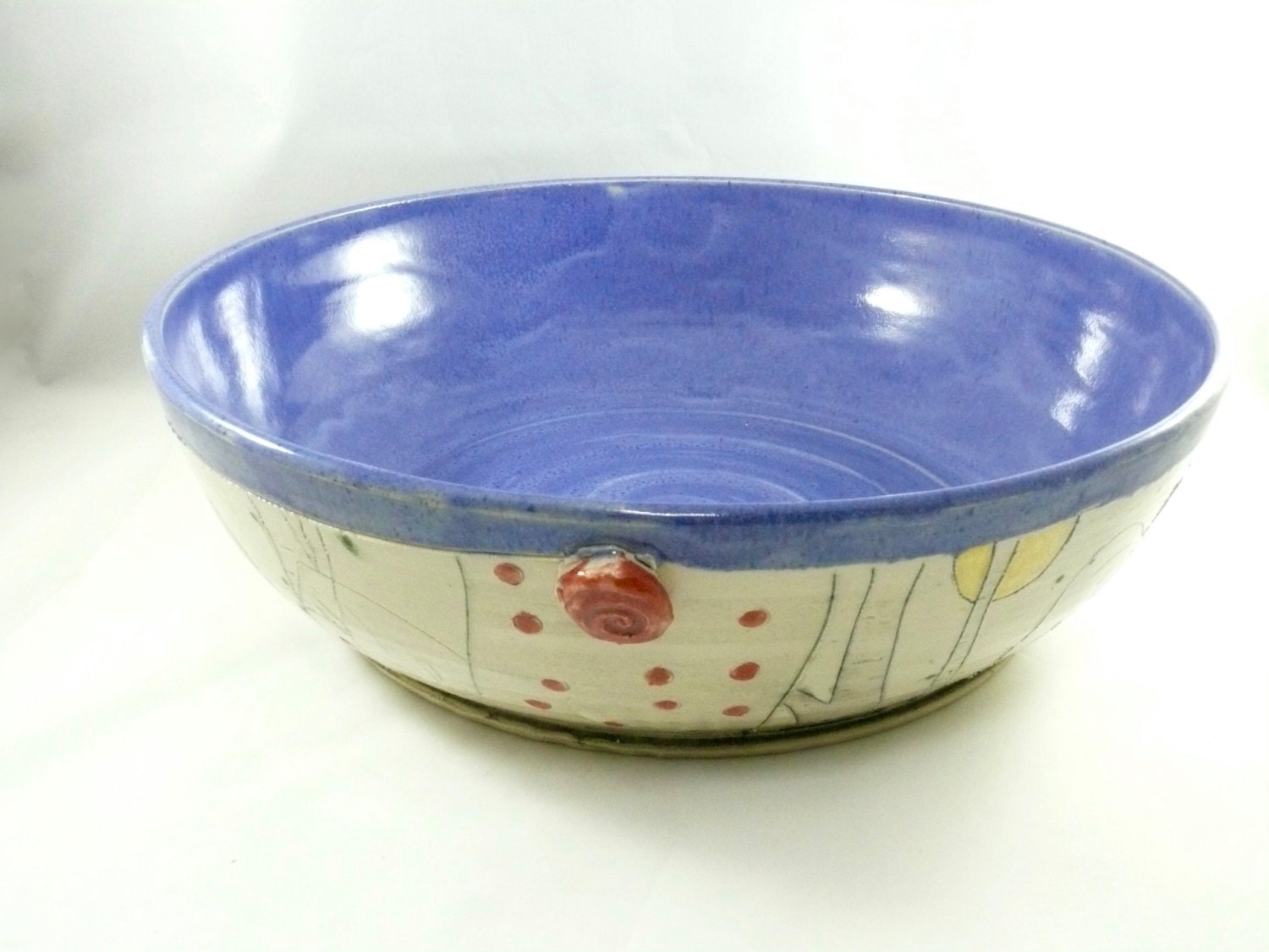 Large Purple Ceramic Serving Bowl for pasta by BlueSkyPotteryCO