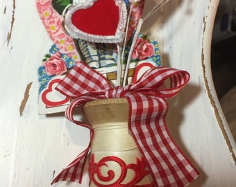 Vintage Valentine spool decoration