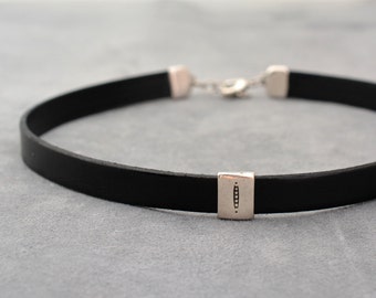 Leather collar, Black Leather choker, Choker necklace, bdsm collar, submissive day collar, Chocker