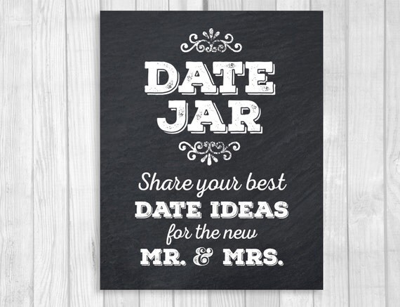 Sale Printable Date Jar 8x10 Wedding Reception Date Night 