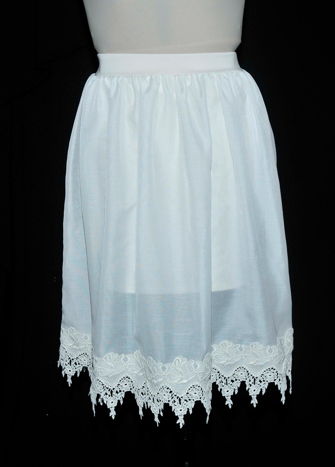 Ivory Voile sheer skirt w/lace ..underskirt