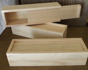 Unfinished Wood Box with Sliding Lid