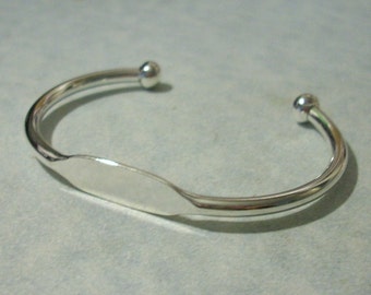 Adjustable Silver Cuff Bracelet Blank, Glue Pad Bracelet, Engravable ID Bracelet, Stamping Blank