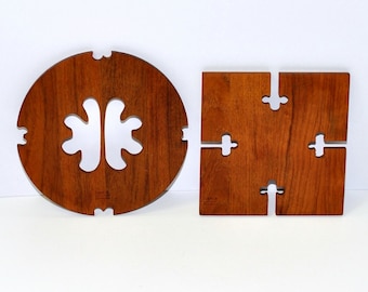 Vintage Dansk Denmark Gunnar Cyren Teak Trivets, Pair