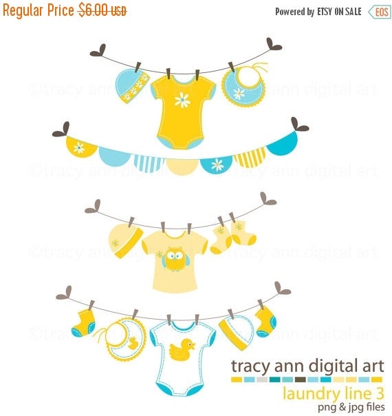 Baby Washing Line Clip Art Baby Laundry by TracyAnnDigitalArt