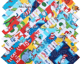 SQ110 Robert Kaufman DR. SEUSS FAVORITES Precut 5" Fabric Quilting Cotton Squares Dr Seuss