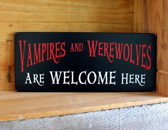 Wooden Vampire & Werewolves Sign