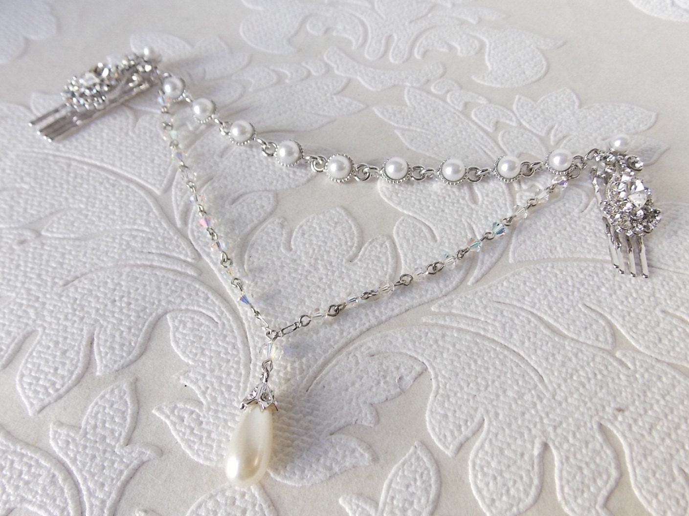 Bridal Hair Chain with .925 Sterling Silver Handwrapped by dalfiya