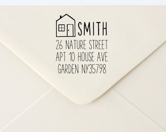 Custom Rubber Stamp - Custom Address Stamp - Return Address Stamp - Personalised Address Stamp - Gift - House 1