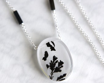 Dendritic Quartz Necklace with Black Tourmaline in Sterling Silver - AMAZING Specimen