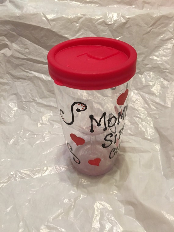 Mommy's Sippy Cup Covered Plastic Wine Glass Painted