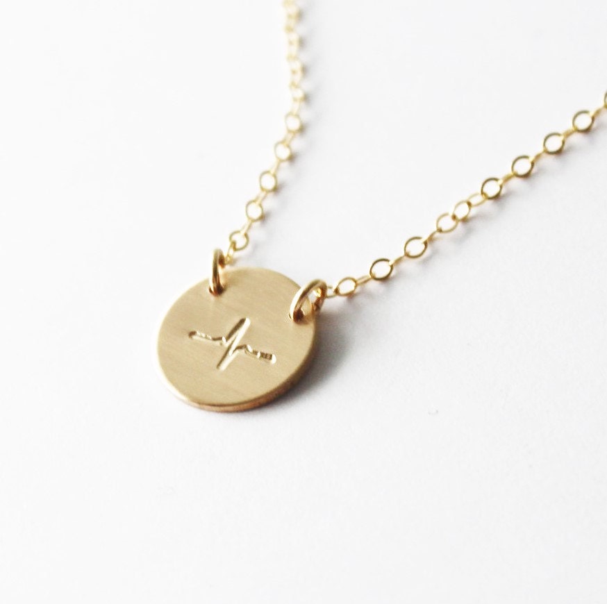 Heartbeat Necklace/ Gold or Silver/ EKG Necklace/ Everyday