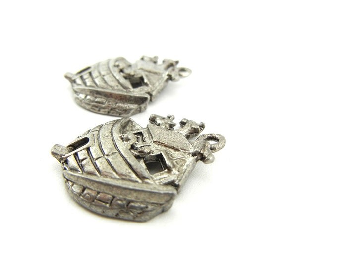 Set of 2 Ark Charms Silver-tone Pewter